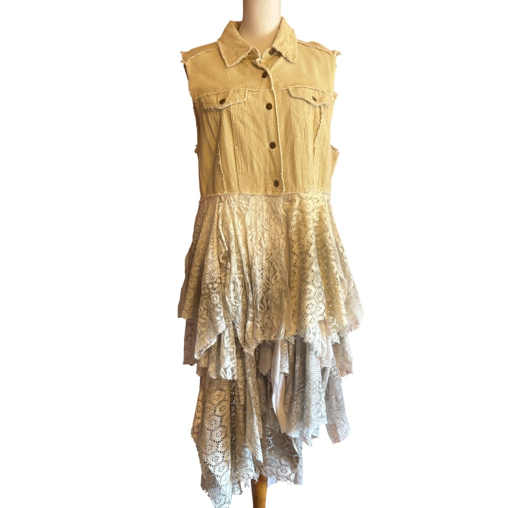 Oli & Hali Corduroy Vest Tiered Handkerchief Skirt Cream Large Stevie Nicks